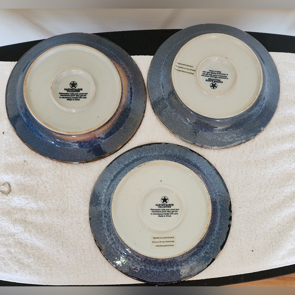 3 Canyon Ranch Collection  Plate Cowboy Boots Western Texas Spurs Rodeo CHARITY - Picture 2 of 2